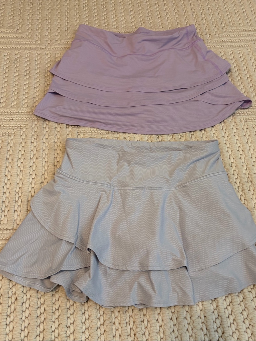 Athleta Layered Mini Skirts - Lavender and Light Gray